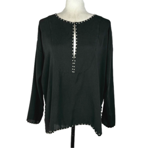 Zara black metal stud blouse